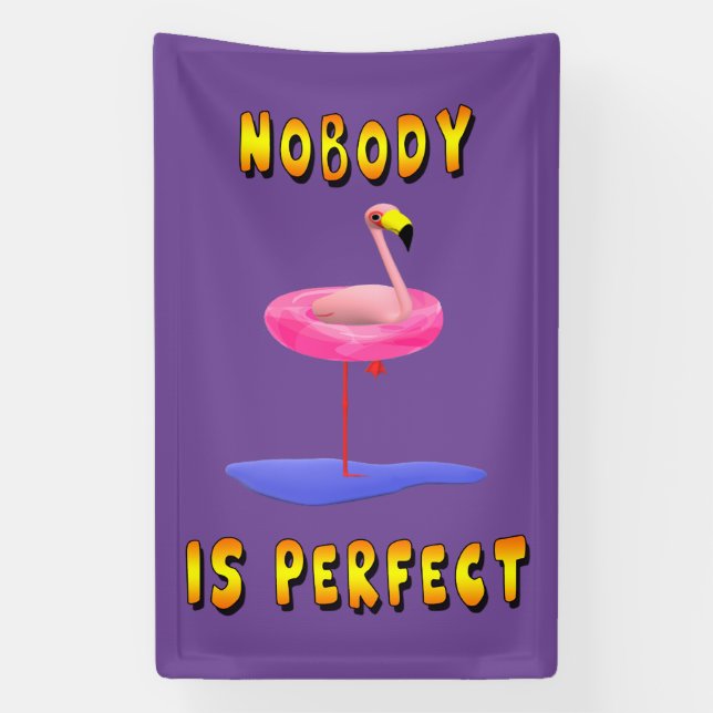 Lona Nadie es perfecto - flamingo con anillo de natació (Vertical)