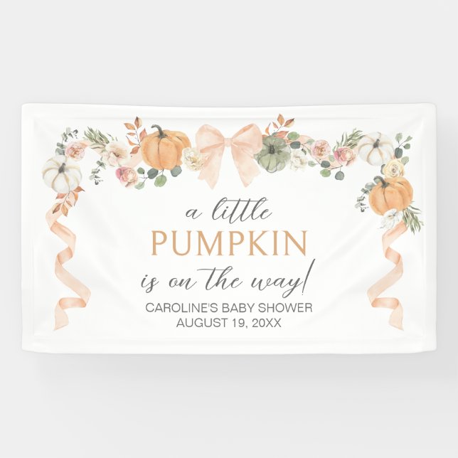 Lona Naranja Bow Pumpkin Baby Shower (Horizontal)
