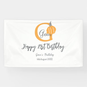 Lona Naranja calabaza otoño cumpleaños 21 gris pastel o