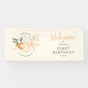 Lona Naranja Cítrico Pequeño Cumpleaños de Bienvenida F