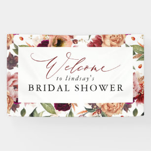 Lona Naranja de las flores otoñales y bienvenida roja d