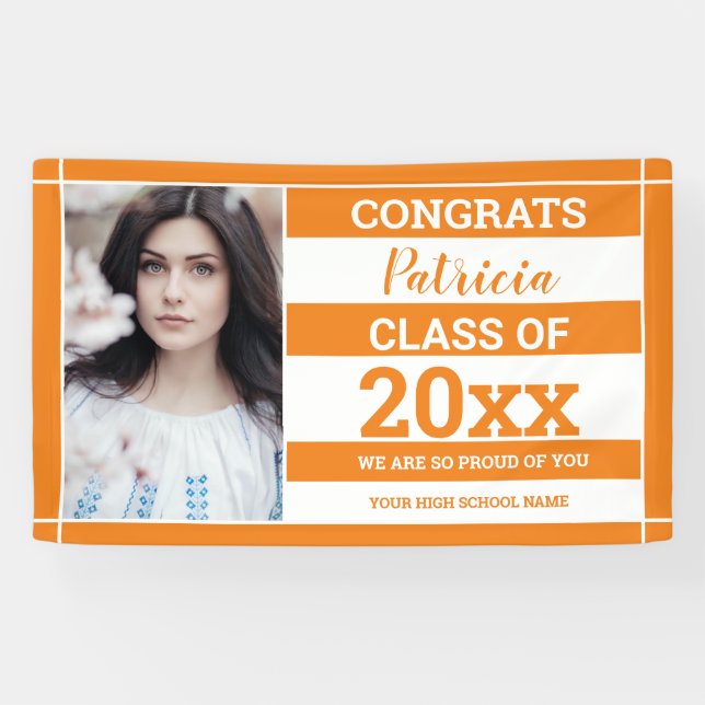 Lona Naranja de posgrado de Congrats Grad 2022 White (Horizontal)