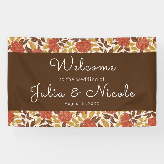 Lona Naranja Dusty Brunt Peony Flores Caen Boda (Horizontal)