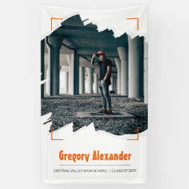 Lona Naranja Edgy Resumen Graduación de foto de pincel