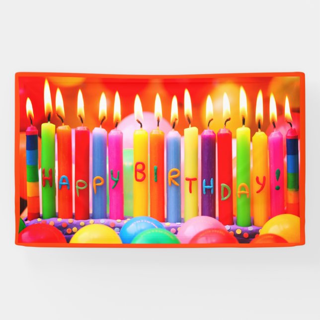 Lona Naranja Feliz Cumpleaños (Horizontal)