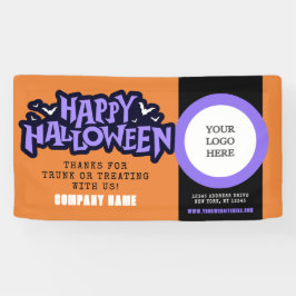 Lona Naranja Feliz Halloween QR Business