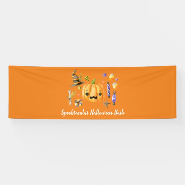 Lona Naranja Fiesta de Bash de Halloween Spooktacular d (Horizontal)