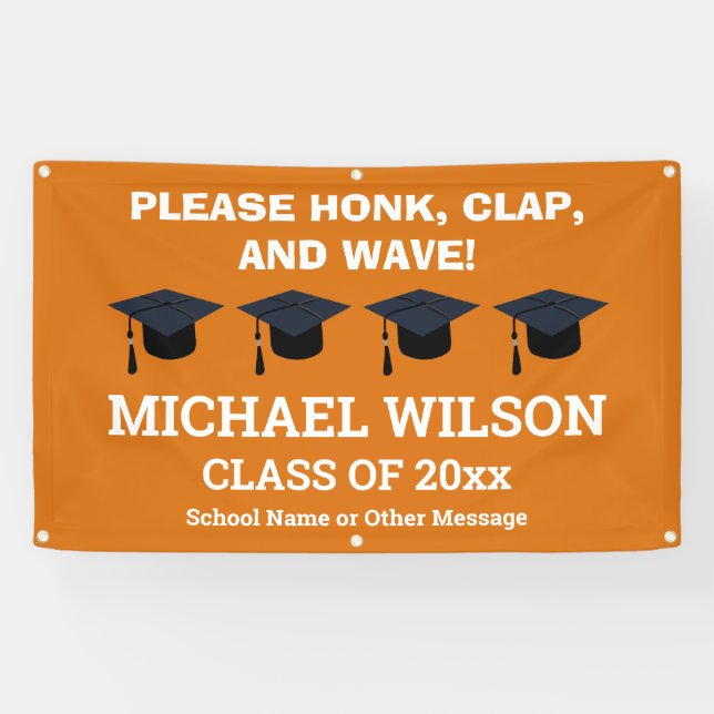 Lona Naranja Graduación Felicitaciones Fiesta Graduado (Horizontal)