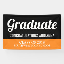 Lona Naranja negro de la enhorabuena graduada de la