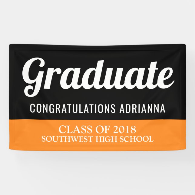 Lona Naranja negro de la enhorabuena graduada de la (Horizontal)