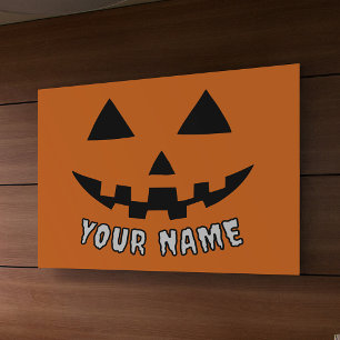 Lona Naranja personalizado Calabaza Halloween su nombre