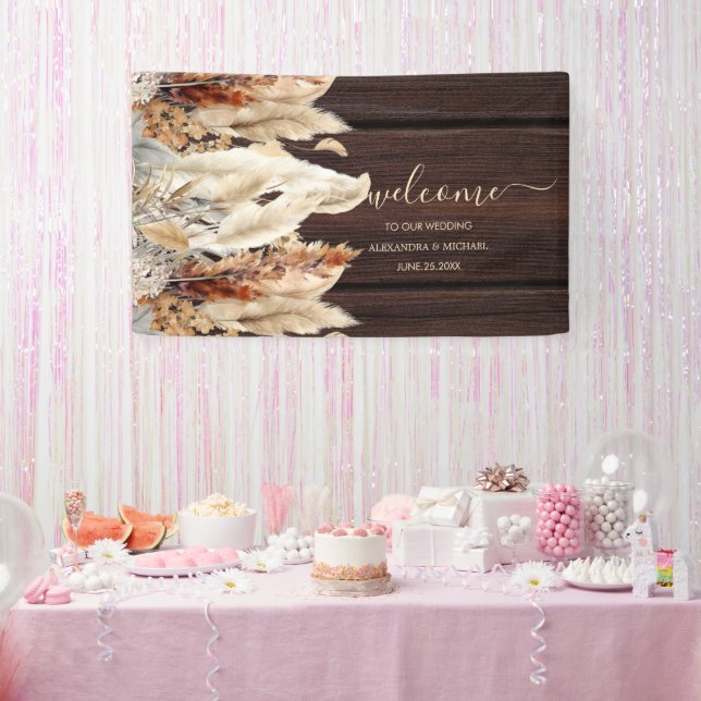 Lona Naranja Quemado Caída Acuarela Pampas Boda de Gras (Fiesta)