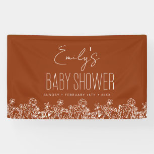 Lona Naranja quemado Wildflower Boho Baby Shower