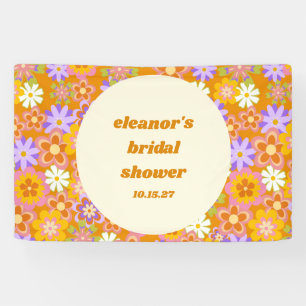 Lona Naranja retro Personalizado morado floral ducha de