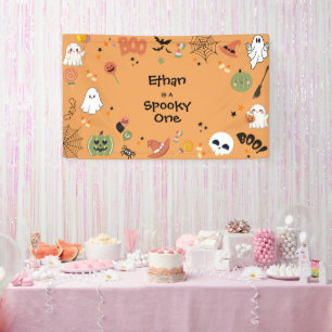 Lona Naranja Spooky One Cute Halloween 1er cumpleaños