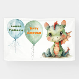 Lona Naranja verde lindo Dragon Boy Baby Shower