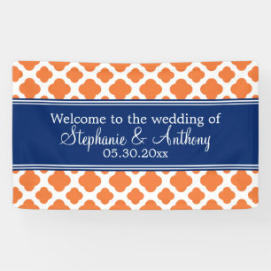 Lona Naranja y Boda Real Blue Quatrefoil