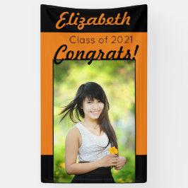 Lona Naranja y felicitaciones negras Una fiesta de grad