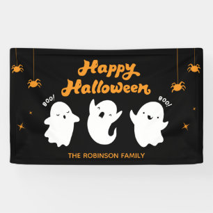Lona Naranja y golosos negros Feliz Halloween