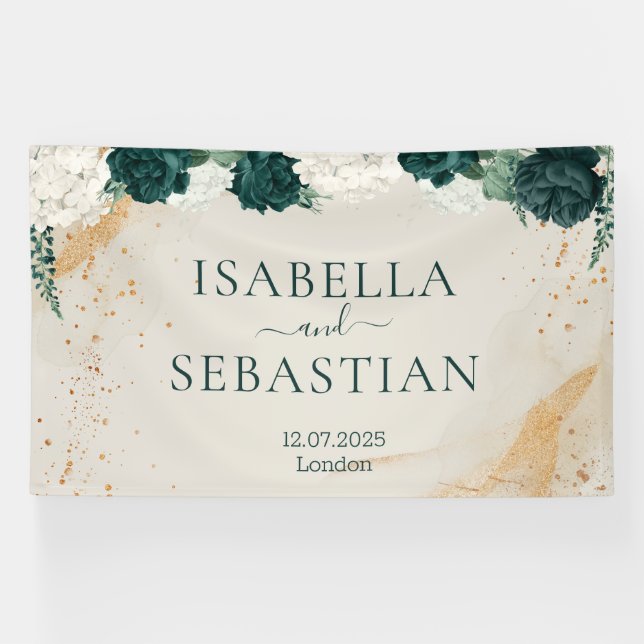 Lona Natural Emerald Green & Blush Rose Floral Wedding (Horizontal)