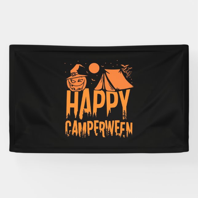 Lona Naturaleza del campamento de Halloween (Horizontal)