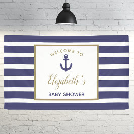 Lona Nautical Anchor Navy Blue Stripes Boy Baby Shower