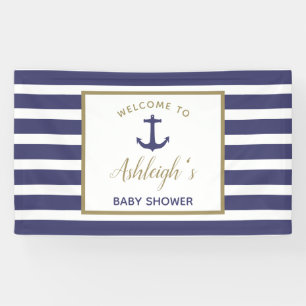 Lona Nautical Anchor Navy Blue Stripes Boy Baby Shower