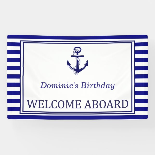 Lona Nautical Banner - Navy - Anchor (Horizontal)