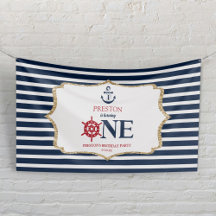 Nautical Navy Blue ONE Primer Fiesta de cumpleaños
