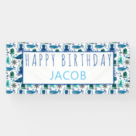 Lona Náutico marino del feliz cumpleaños debajo de los