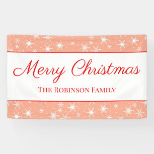 Lona Navidad Alegre Cute Copo de Nieve Blanco Rubor Ros