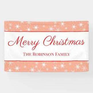 Lona Navidad Alegre Cute Copo de Nieve Blanco Rubor Ros