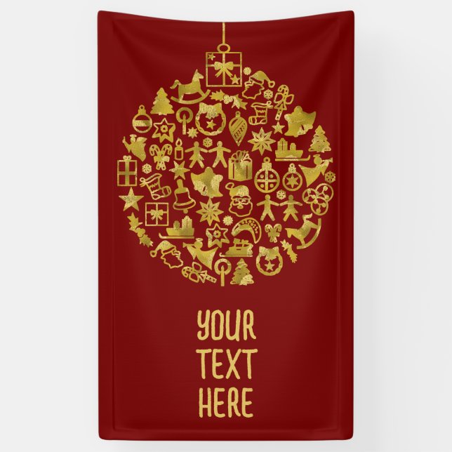 Lona Navidad - Bolas de árbol con iconos de Navidades 2 (Vertical)