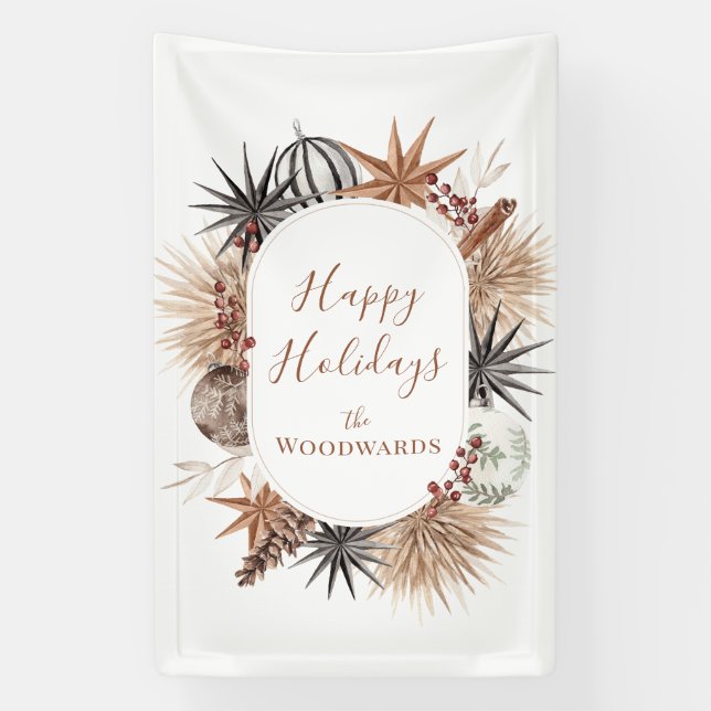 Lona Navidad Botánicos Boho Rústicos  (Vertical)