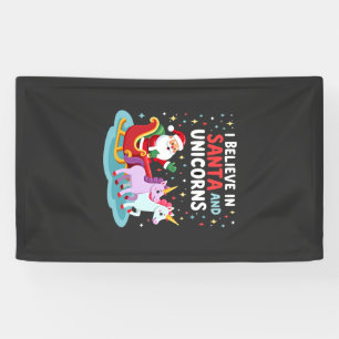 Lona Navidad Creo En Santa Y Unicornios Divertido Xm