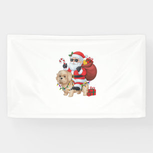 Lona Navidad iluminando Santa Riding Bichon Frise Dog C