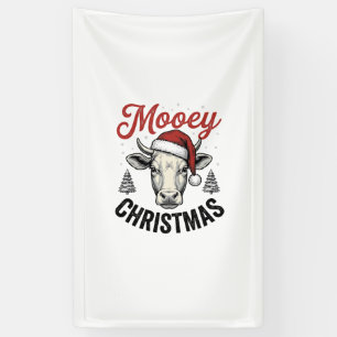 Lona Navidad Mooey Vaca Sombrero de Santa Grabado Antig