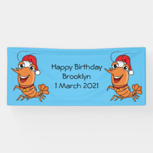 Lona Navidades alegres, camarones, personalizado ilustr