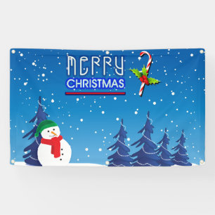 Lona Navidades azules y blancos Snowman Winter Scene