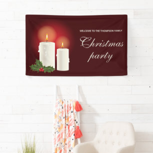 Lona Navidades Blancos Velas En Fiesta De Navidades Roj
