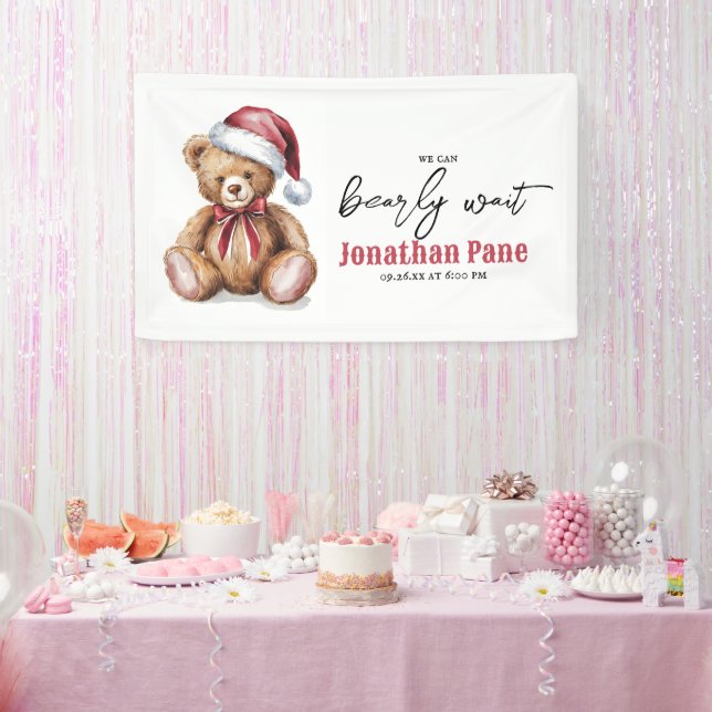 Lona Navidades con acuarela Bearly Wait Baby Shower (Fiesta)