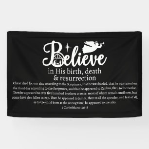 Lona Navidades Creen En Jesús Natividad Blanco Negro