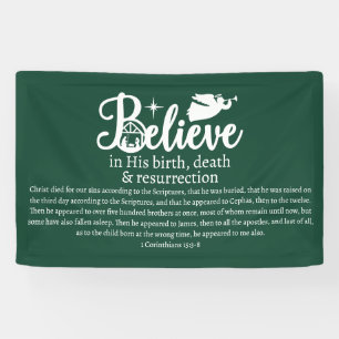 Lona Navidades Creen En Jesús Natividad Blanco Verde