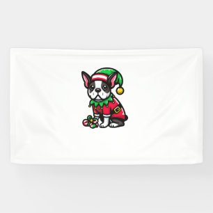 Lona Navidades de Boston Terrier Elf Divertidas Navidad