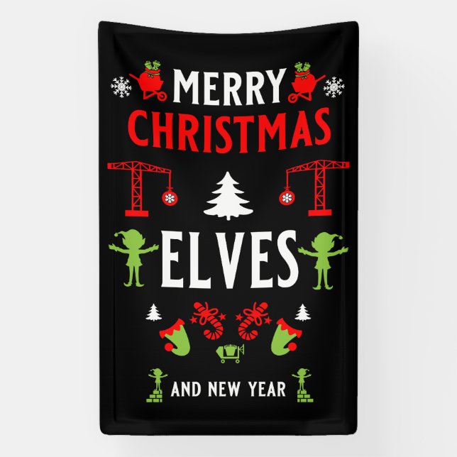 Lona Navidades de construcción feos (Vertical)