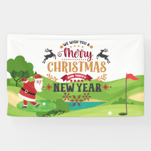 Lona Navidades de golf con Santa Claus para divertidos 