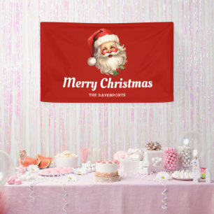 Lona Navidades de Holly Jolly Santa Claus Retro