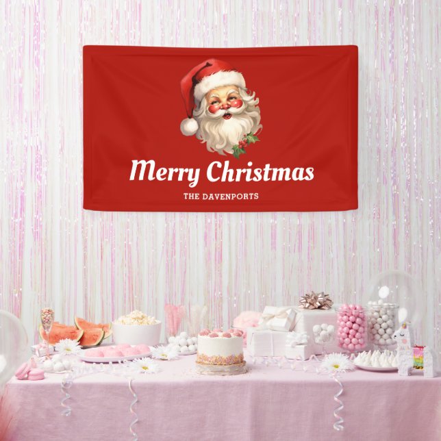 Lona Navidades de Holly Jolly Santa Claus Retro (Fiesta)