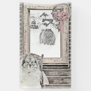 Lona Navidades de Keeshond Ventana de Invierno Pintura