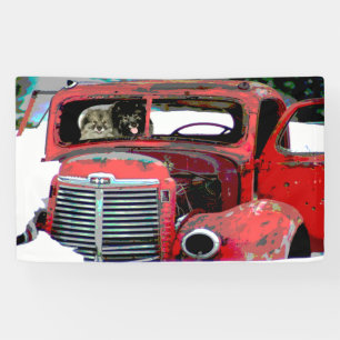 Lona Navidades de Keeshond Viejo Camión Pintando Arte D